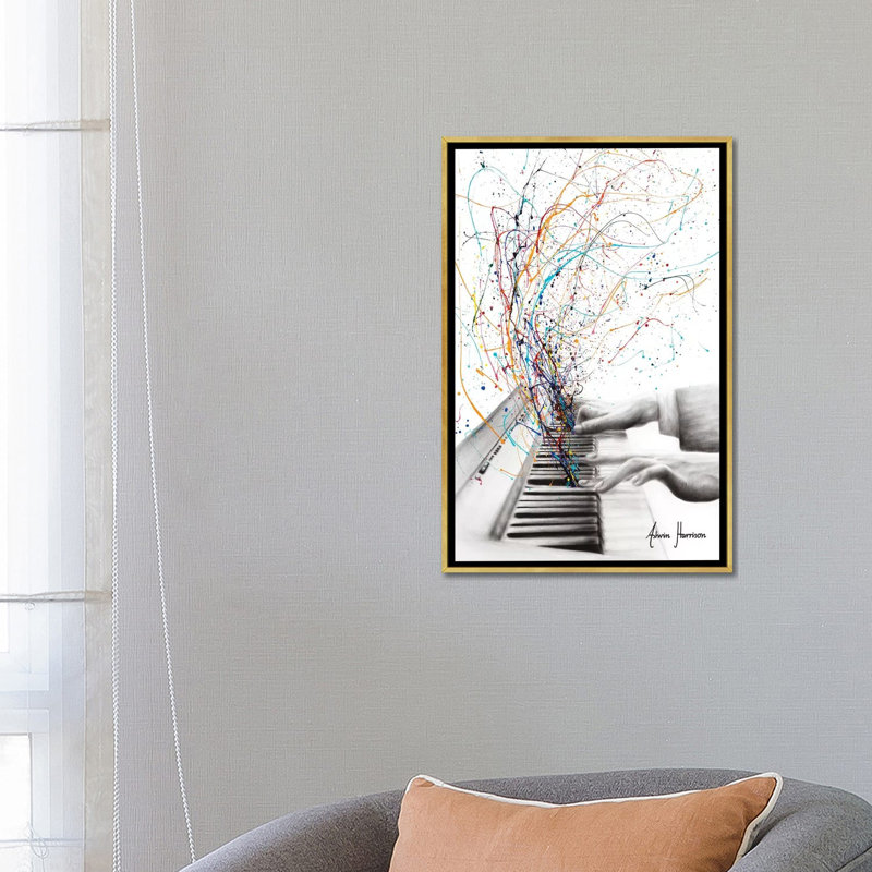 Le clavier solo par Ashvin Harrison - impression, Toile encadrée d'or, Aucun mat, H 26 po x l 18 po x 1,5 po