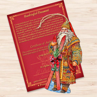 Santa's Skiing Adventure Wooden Ornaments By G. Debrekht