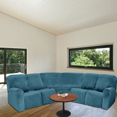Elastic Box Cushion Corner Sofa Slipcover(5-Seater)