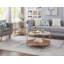 32-inch Round Wood Coffee Table with Sleek Glass Top and Sturdy Metal Frame-869958084
