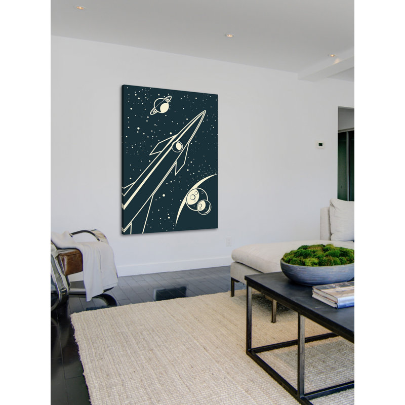 Deep Space Rocket Graphic Art Canvas Print