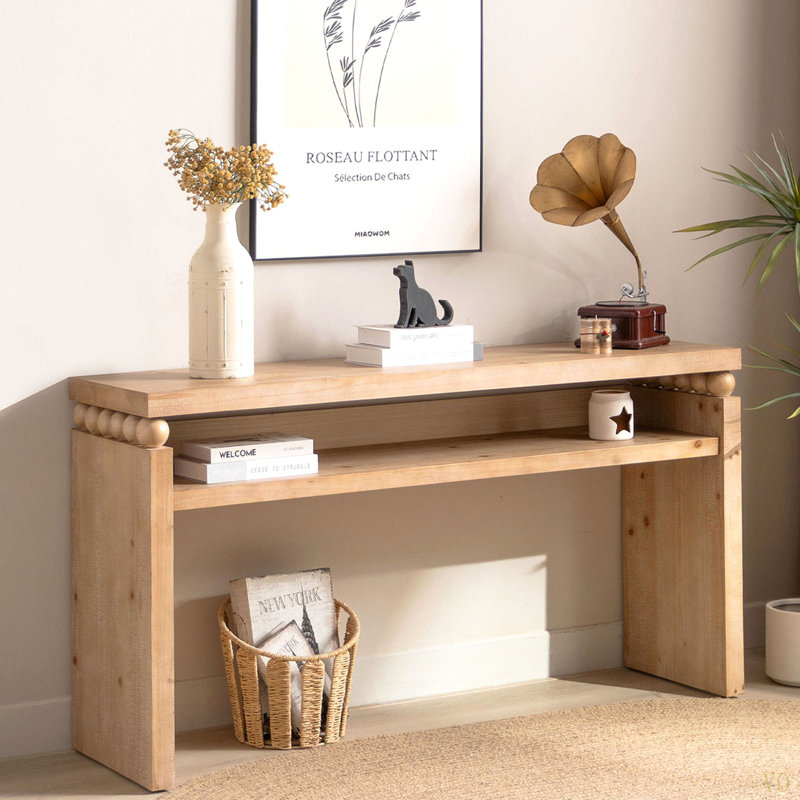 Console 59 po, table console moderne, table d'entrée étroite, table de canapé en bois, table de couloir avec rangement, table console, table d'entrée avec tablette ouverte, console Farmhouse