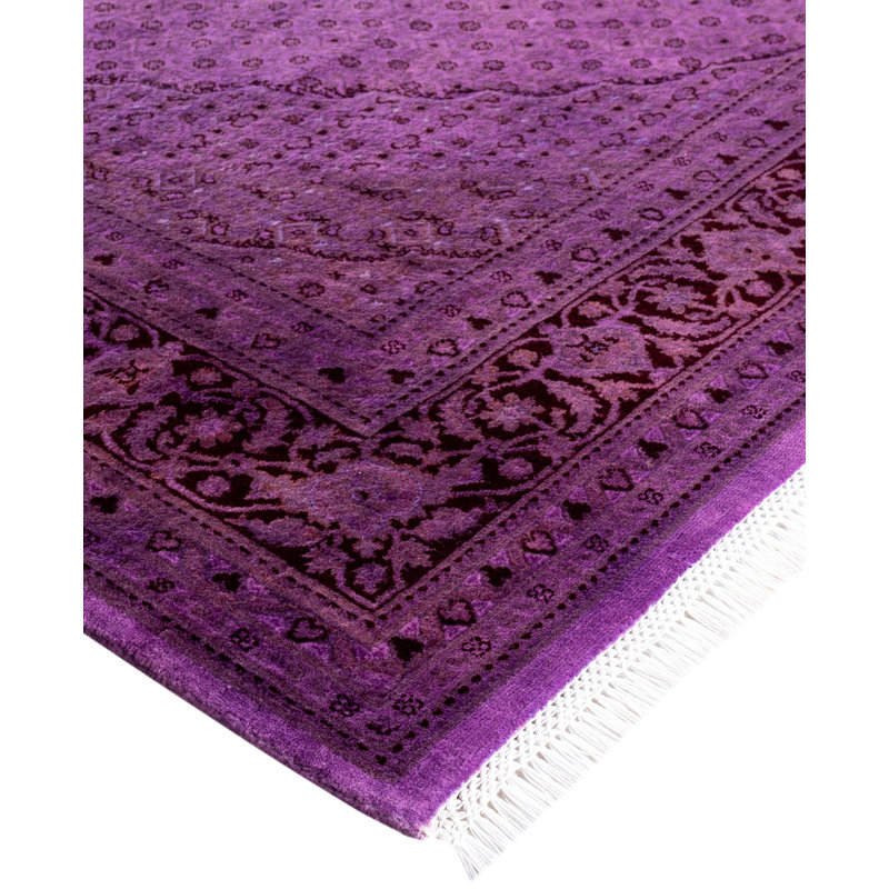 Overdyed Hand-Knotted Wool Modern-Contemporary Purple Area Rug 6' 3" x 9' 2"