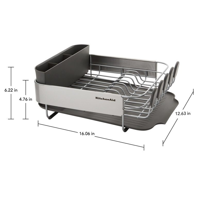 KitchenAid® Compact Stainless Steel Dish Rack, 16.06-Inch, Gray