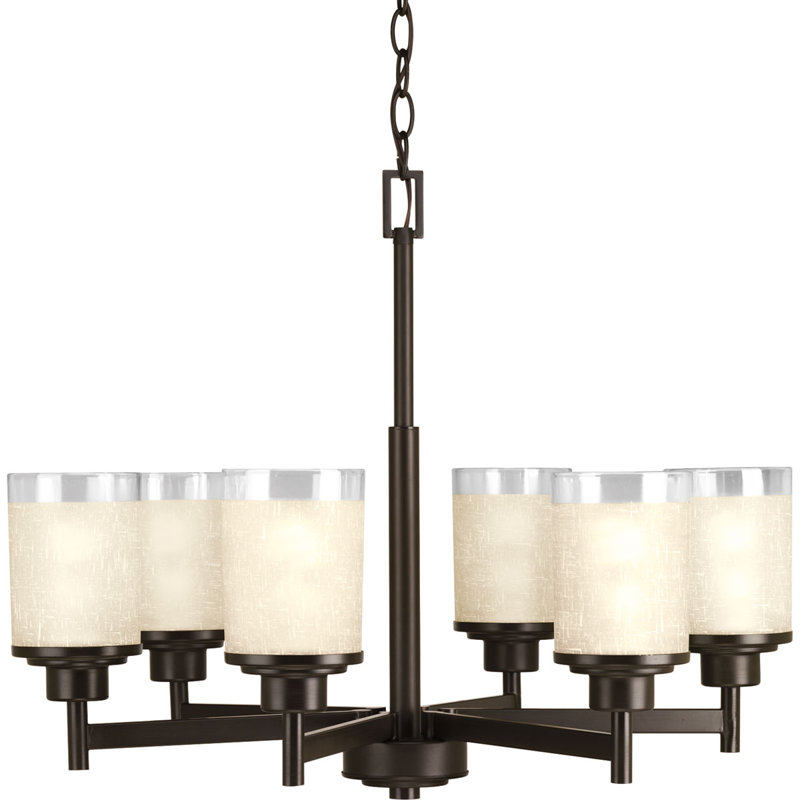 Lustree classique/traditionnel 6 lumières ombrée Nash, Bronze antique