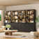 78.7" Tall Display Storage Cabinet with Glass Doors and LED Lights, Black