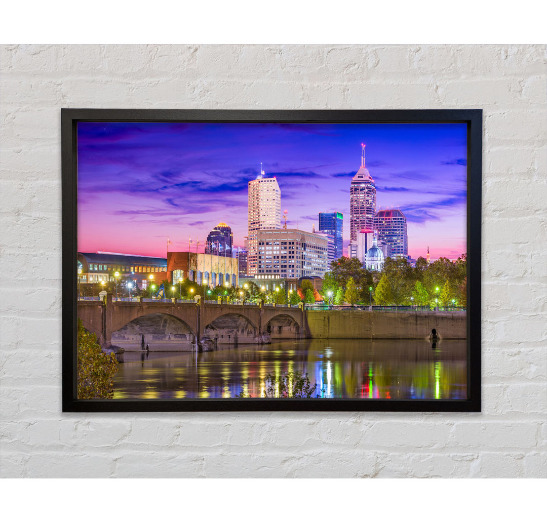 Bridge Across The City At Night - Einzelbildrahmen Kunstdrucke auf Leinwand