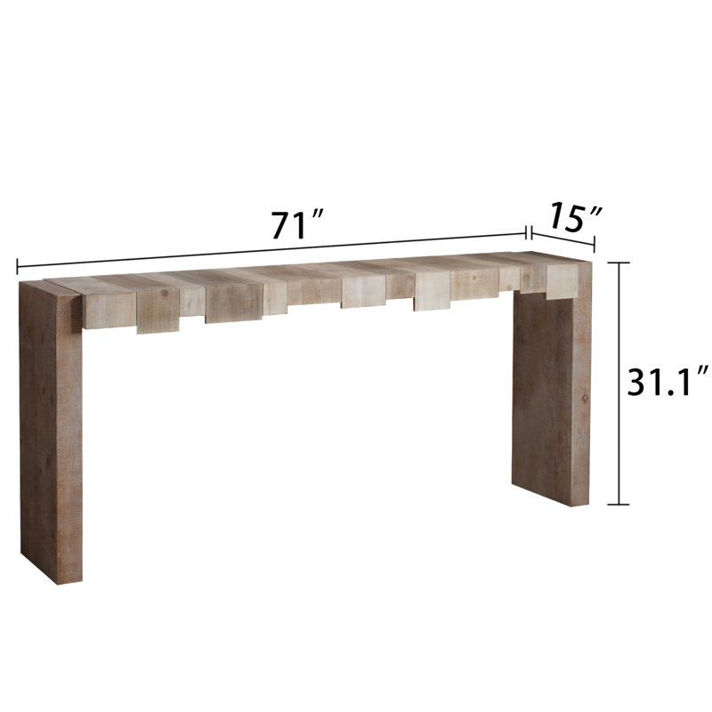 Rustic Modern Manufactured Wood Console Table With Step-Block Design