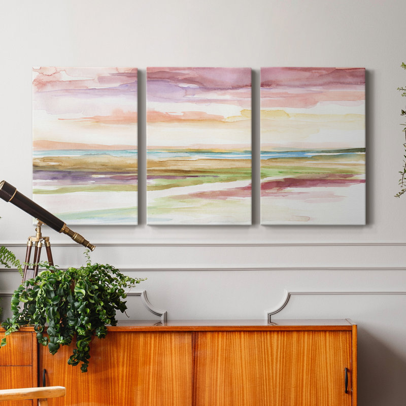Spectrum Sunset II - ensemble de 3 peintures sur toile tendue, H 12 po x l 24 po x P 1 po