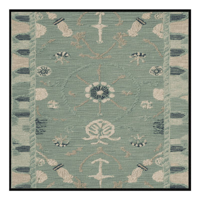  Washable Seafoam greens Nautical Area Rug