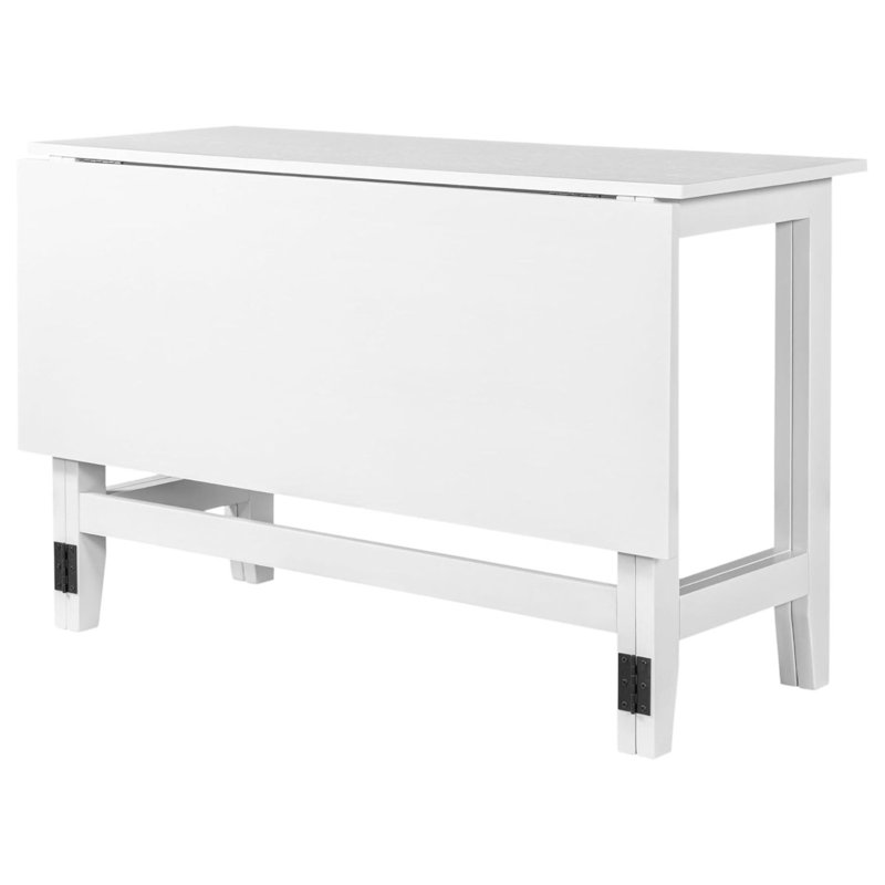 Entryway Console Table with Extendable Drop Leaf - Rustic Farmhouse Style for Small Spaces, White Solid Wood Dining