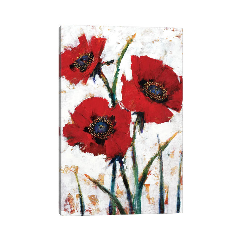 Red Poppy Fresco I by Tim OToole - Wrapped Canvas Print, 20.32 cm H x 30.48 cm W
