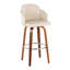 Tabouret de bar à hauteur fixe avec pivot en bois de noyer et similicuir crème avec repose-pieds rond chromé - ensemble de 2-1666993965