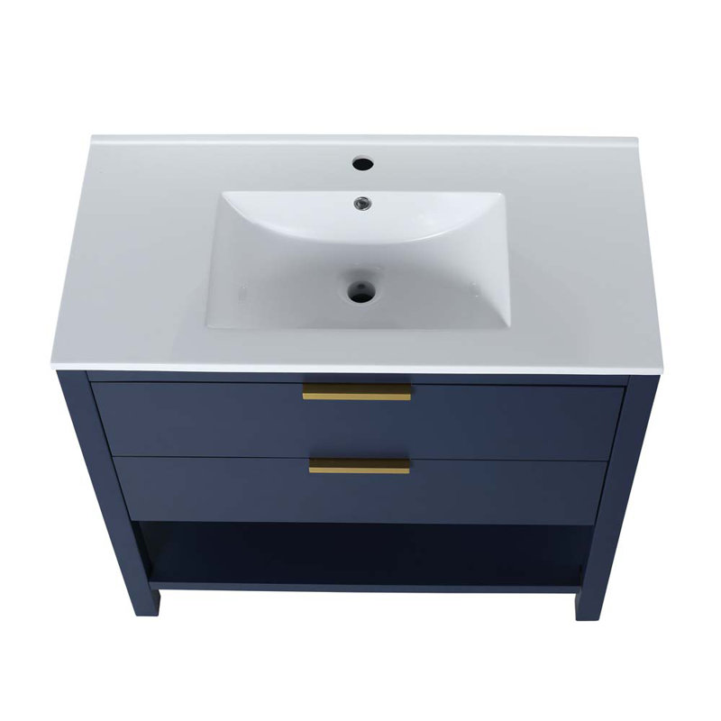 Meuble-lavabo avec plateau Jamicka, Bleu marine