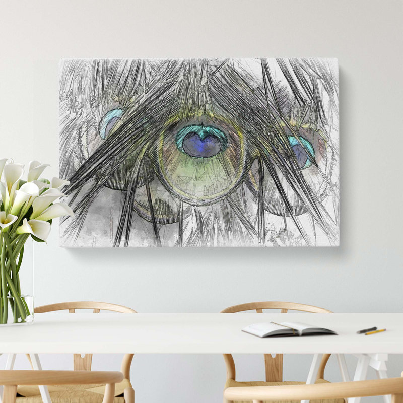 Peacock Feathers In Abstract - Wrapped Canvas, 35cm H x 50cm W x 3cm D