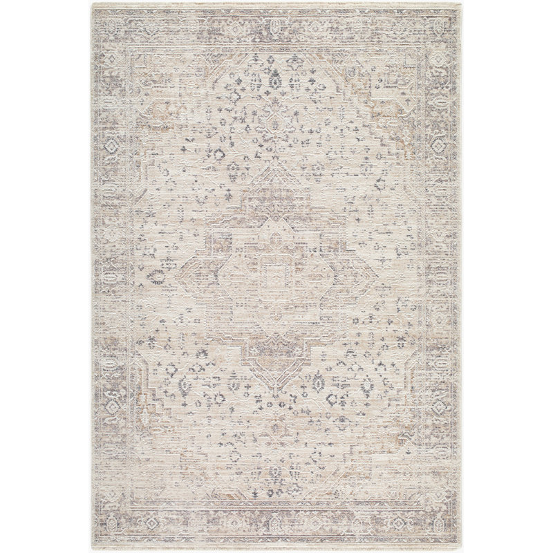 Seclusion Machine Woven Area Rug, Rectangle 7'10" x 10'2", Light Beige/Gray/Cream/Charcoal/Tan