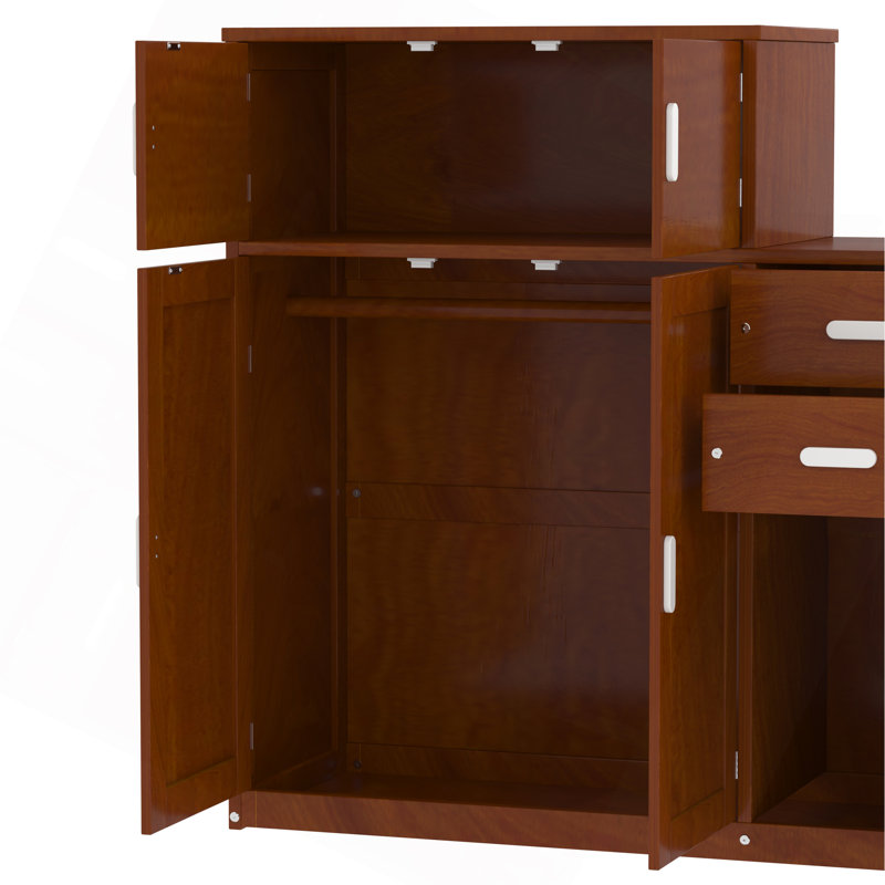 Lit plateforme simple en bois avec bibliothèque pour échantillon et garde-robe mobile, lit multifonctionnel avec lit gigogne intégré