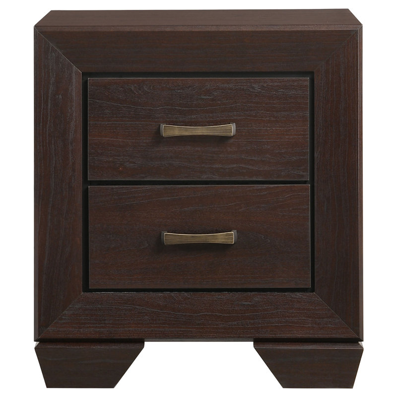 Table de chevet 2 tiroirs Brookes cacao foncé, Cacao foncé / chrome