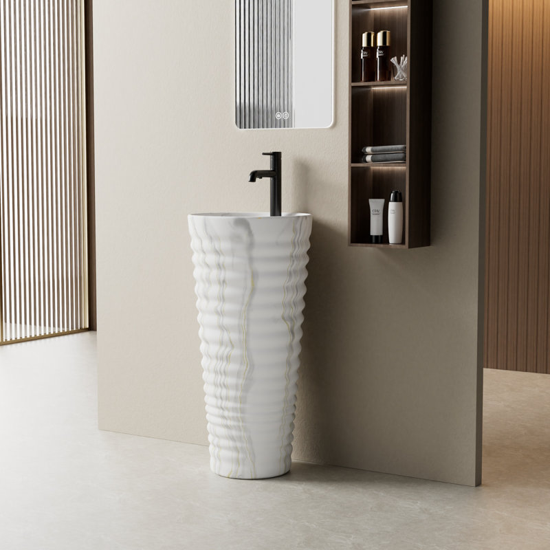 SUPERFLO 15.8'' Vitreous China Circular Bathroom Sink with Overflow