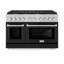 ZLINE 48" Paramount DuraSnow® Dual Fuel Range w/ 8 Burner Cooktop & Black Matte Doors (SDRS-BLM-48)