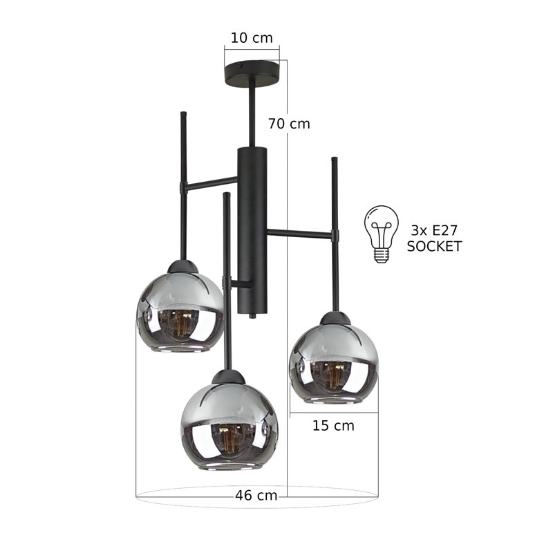 Rocket 3-light Flush Mount, Black
