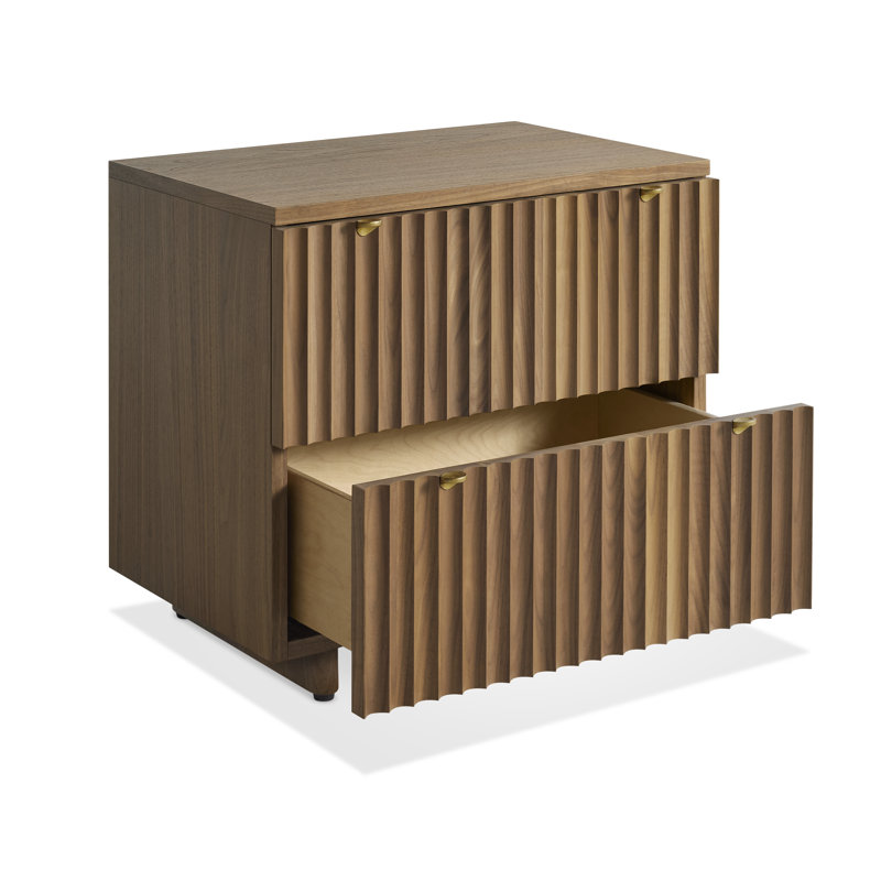 Murmur 2 - Drawer Solid Wood Nightstand, Walnut