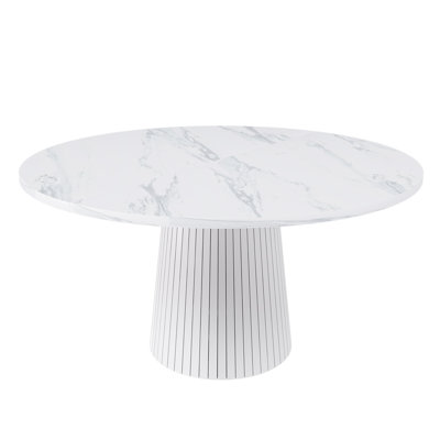 Table de salle à manger ronde de 47 po pour 4 à 6 personnes, table de cuisine circulaire moderne, plateau en panneau de fibres à densité moyenne robuste, assemblage facile, table de salle à manger abordable