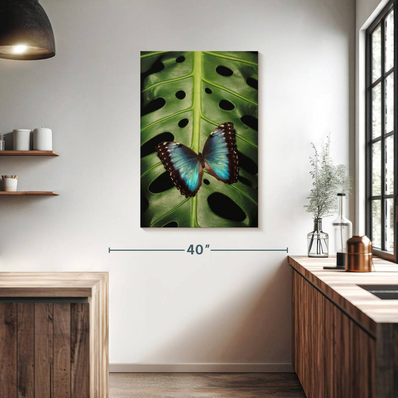 Brampt Butterfly On Monstera, 39" H x 26" W