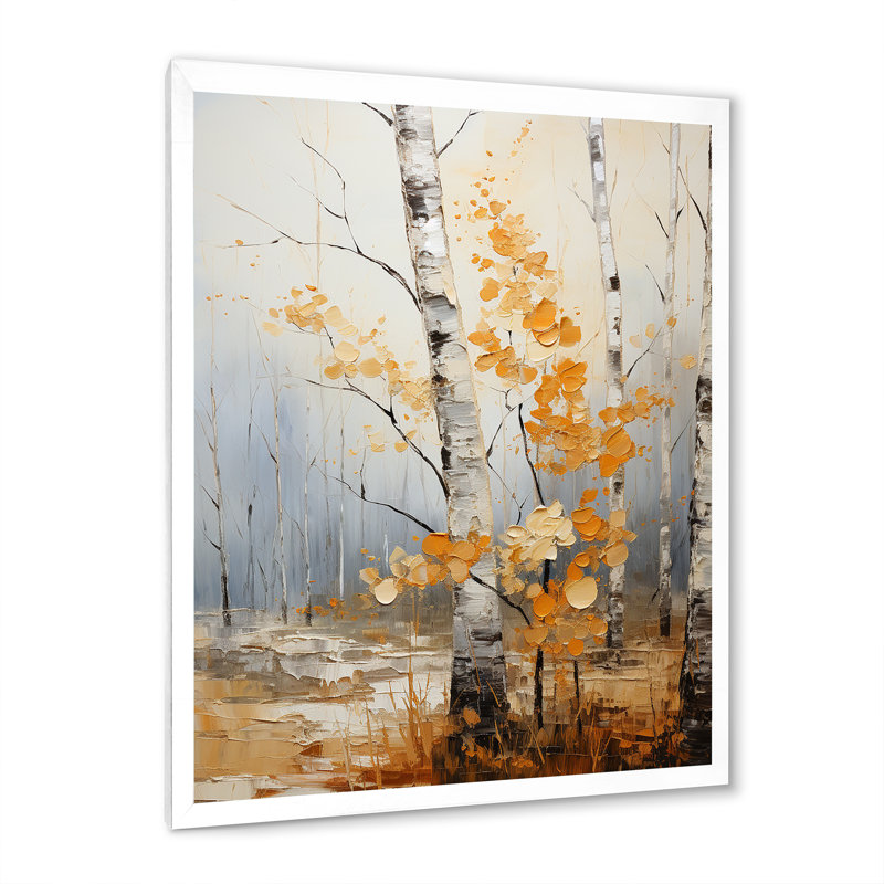 «Arnerich Birch Woods Autumn Whispers», reproduction sur toile, H 20 po x l 12 po x P 1 po, Cadre photo blanc