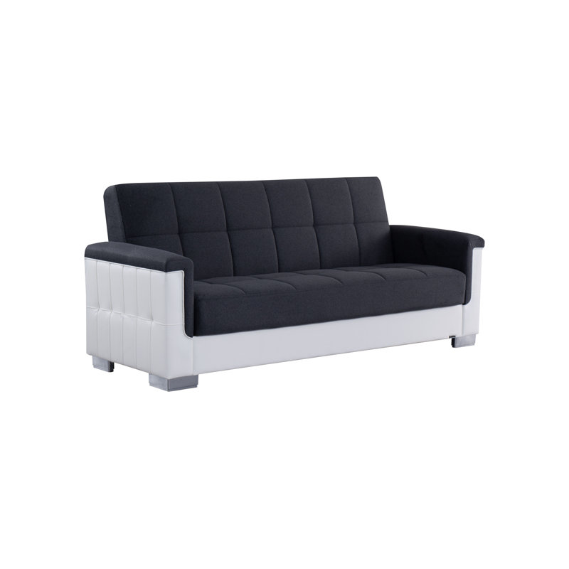 Canapé Arrmada Pro gris avec similicuir blanc, H 38 po x l 87 po x P 36,5 po