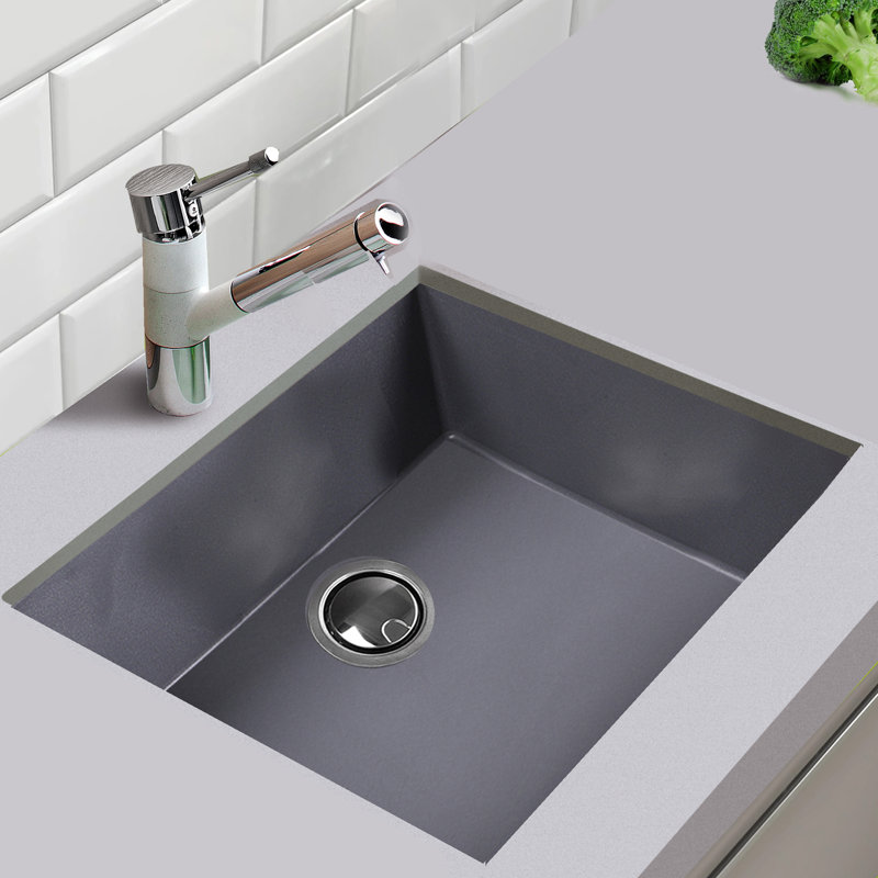 23.63'' L Single Basin Kitchen Sink, Titanium Gray