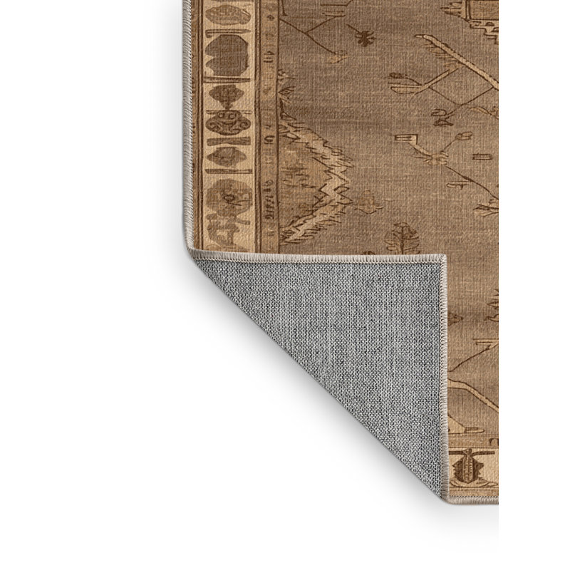 Tapis brun lavable à la machine, Rectangulaire 7 pi x 10 pi