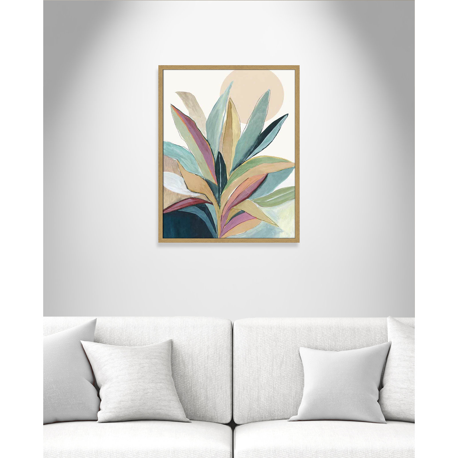 Sunny Bright Leaves I by Asia Jensen, Natural Slim Unmatted Picture Framed, 29.5" H x 23.5" W x 0.75" D