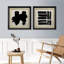 «Dark Black Ink Stroke», ensemble de 2 peintures sur toile encadrées-86450343