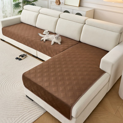 2-Piece Quilted L-Shaped Sofa Cushion Cover, Pet-Friendly Non-Slip Sectional Sofa Protector, Machine Washable