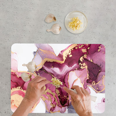 Pink Marble Print Glass Serving Board with Contemporary Luxury Design Perfect for Sophisticated Kitchens and Dining Room Decorations