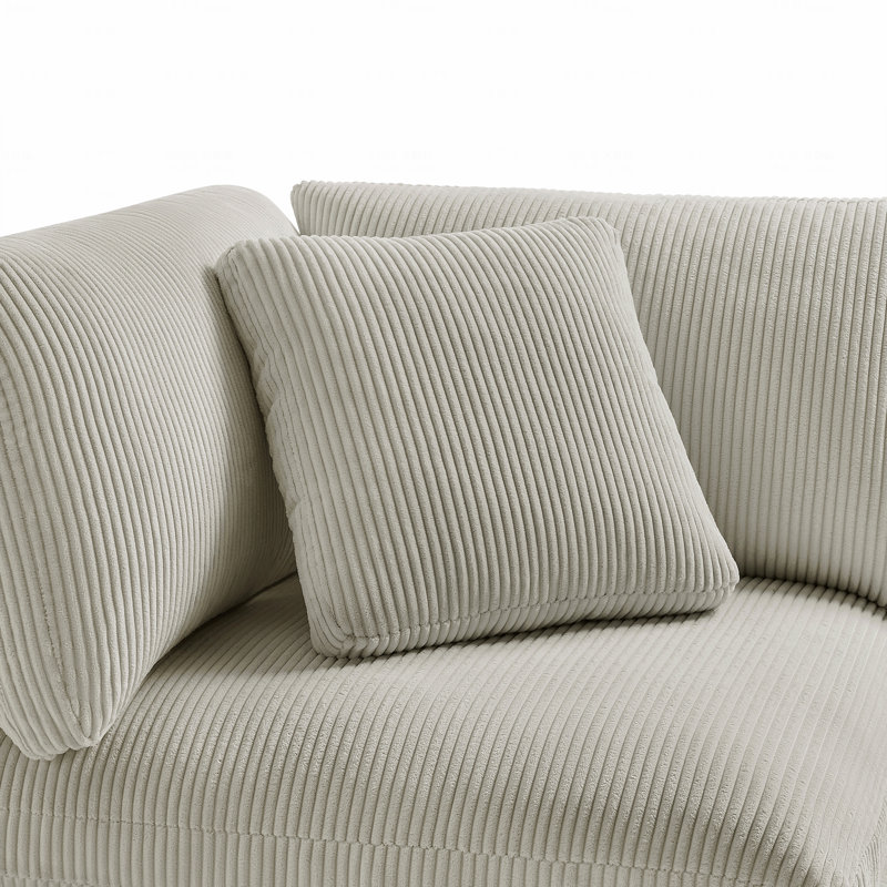 Corner Wedge – Beige Corduroy, Pet-Friendly Modular Chair (With Throw Pillow), Beige