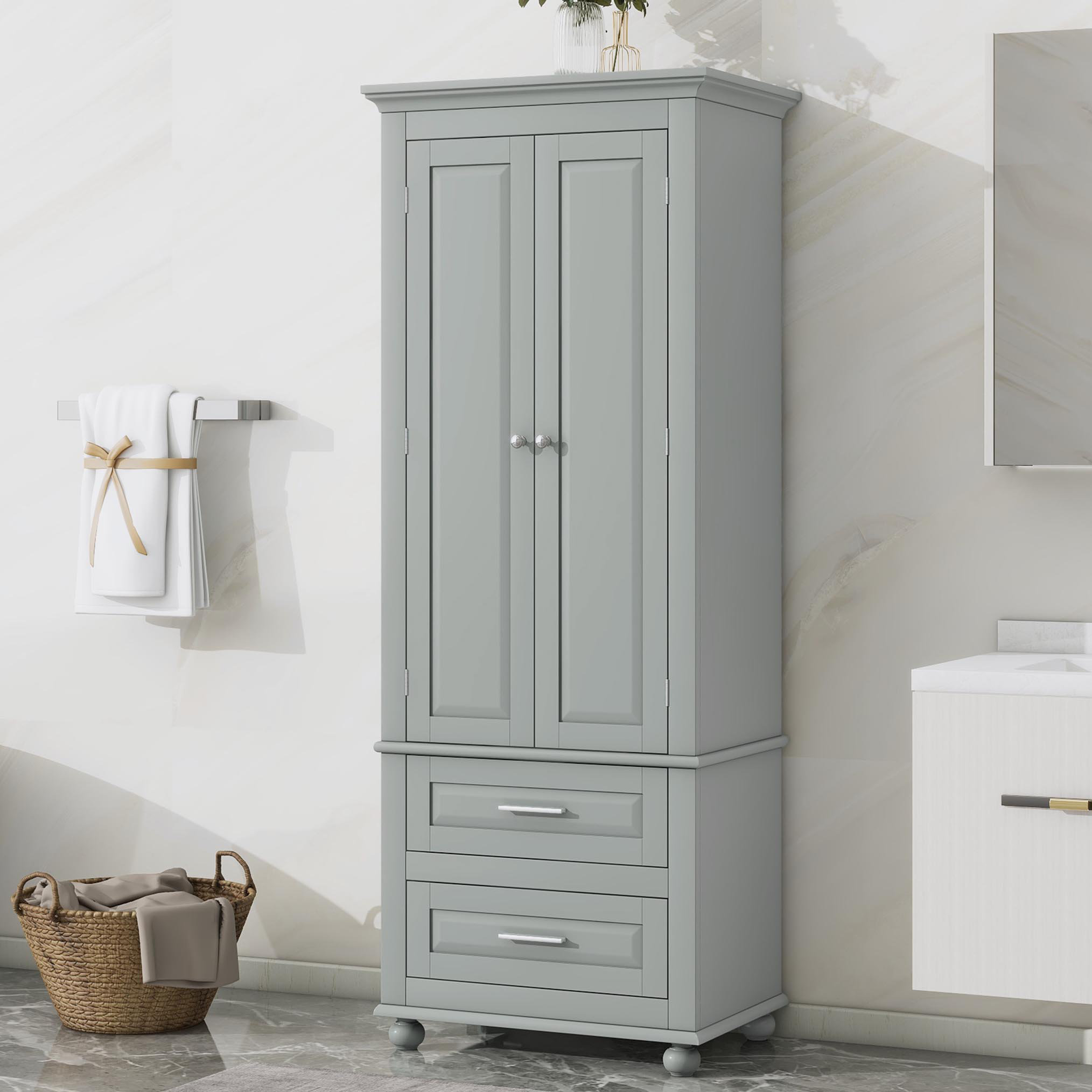 Canora Grey Pavelas Freestanding Linen Cabinet & Reviews | Wayfair