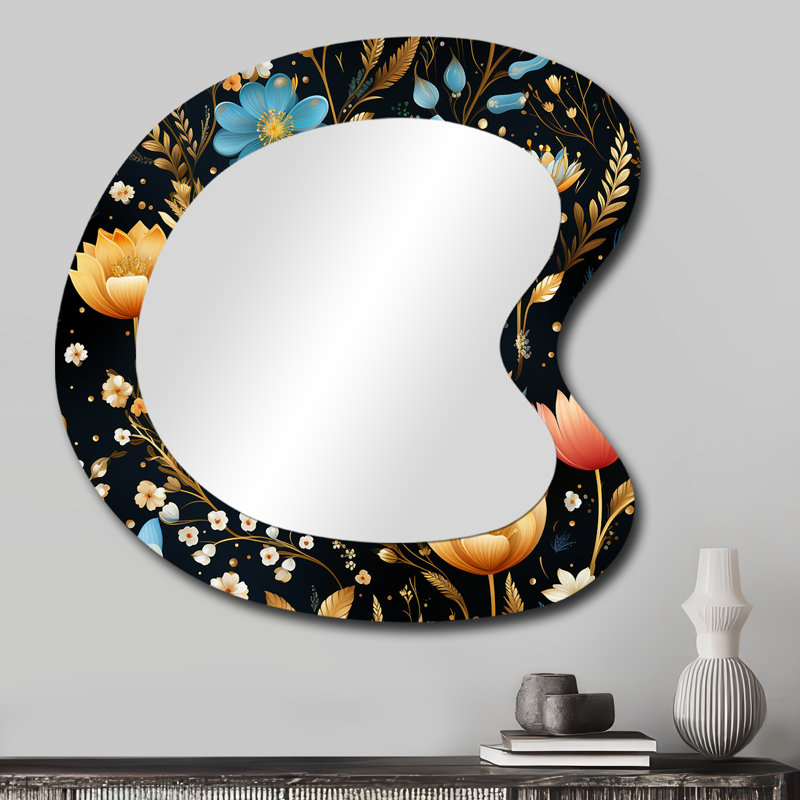 Grand miroir mural asymétrique floral Crystal Crystal, 27 po x 27 po
