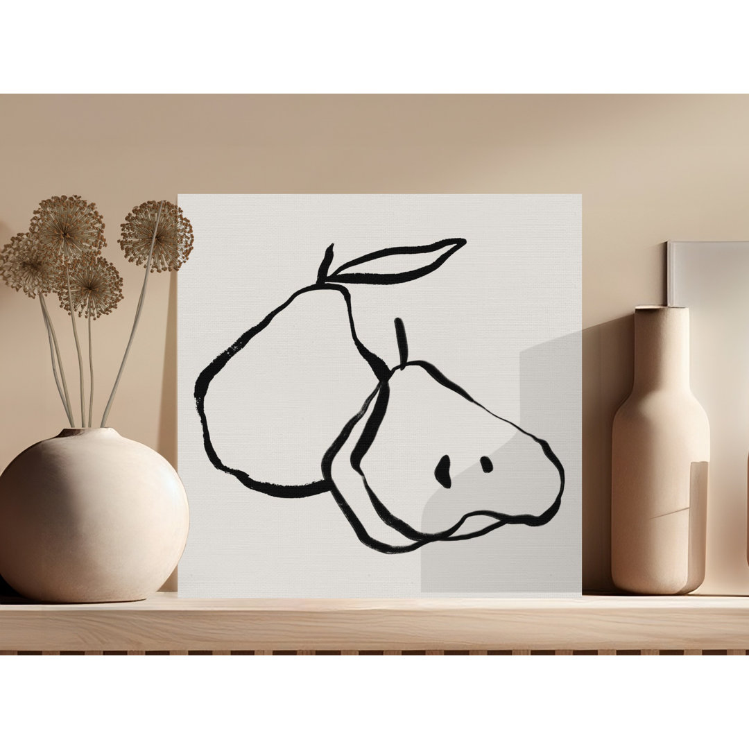 Minimalist Pear Art Canvas Print | Modern Abstract Fruit Wall Decor | Scandinavian Kitchen Home Decor Gift | Organic Brushstroke Design