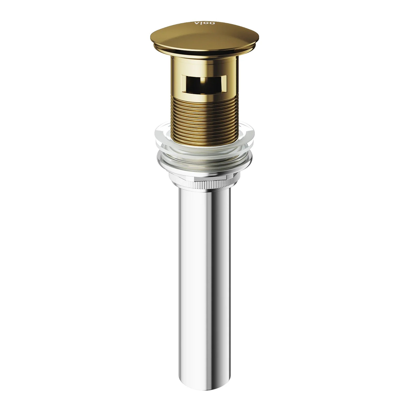 Pop-Up Bathroom Sink Drain with Overflow, Matte Gold