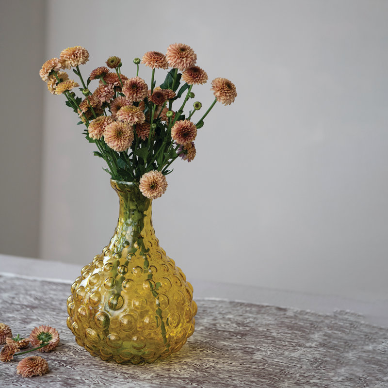 Amber Bubble Hand-Blown Glass Vase