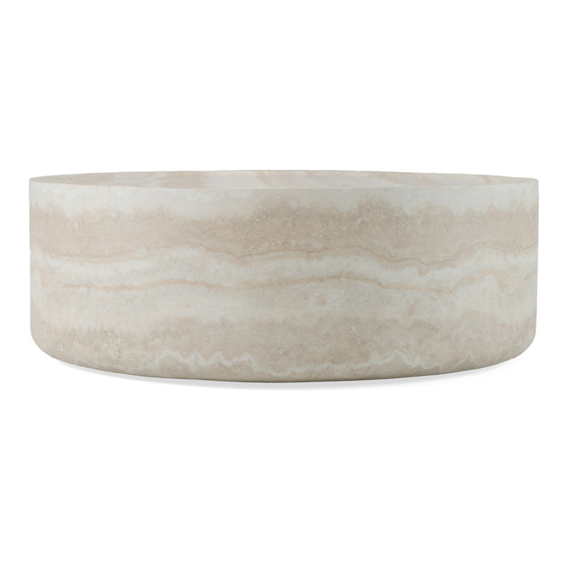 Benji - Petite table basse ronde moderne en faux travertin