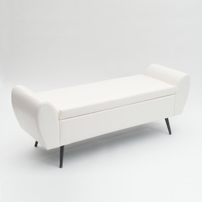 Banc de rangement en cuir végétalien pour lit très grand l 55 po Shaneta