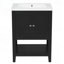 Meuble-lavabo moderne élégant de 24 po avec lavabo en céramique élégant, structure en bois massif et tablette ouverte pour un grand espace de rangement-129184462