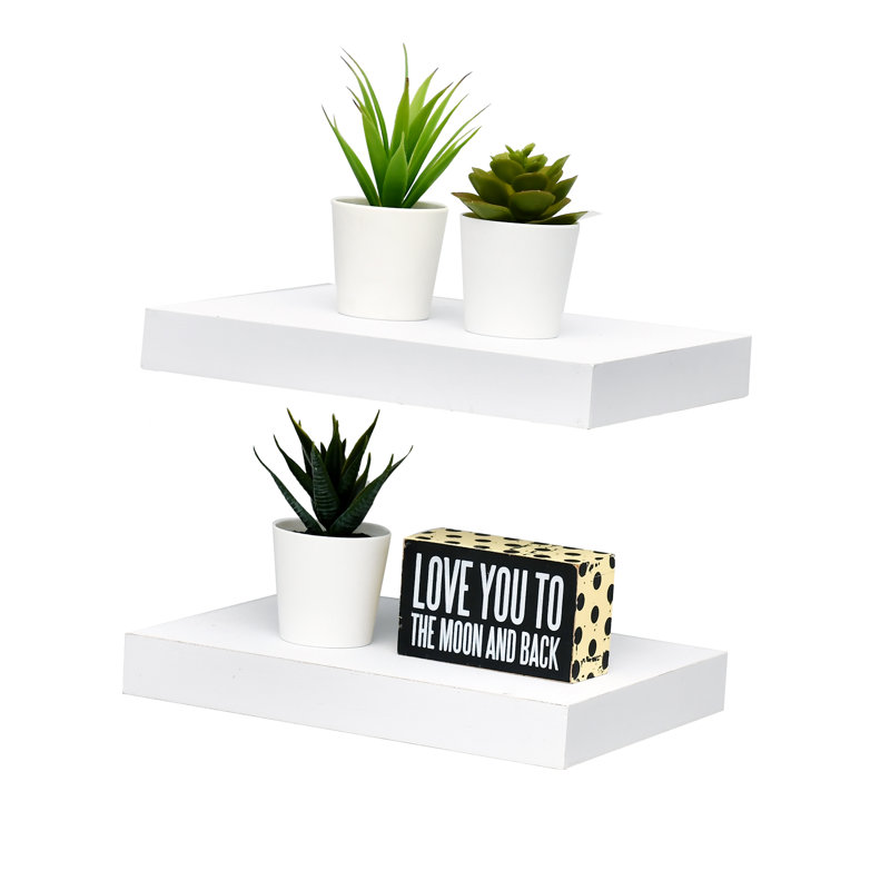 Abdas 2 Piece Floating Shelf, 1.25" H x 10" W x 7.9" D, White
