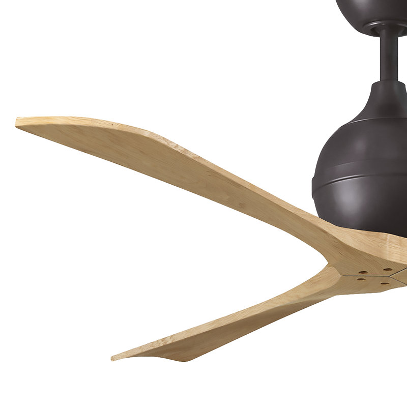 60" Irene Paddle 3 Blade Ceiling Fan, 60", Textured Bronze, Light Maple Tone