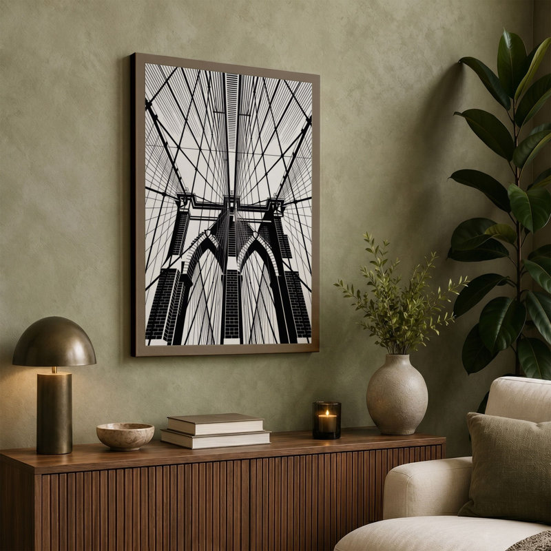 Brooklyn Bridge Ascendant Industrial - Wrapped Canvas, 30x20 - 76.2 x 50.8 cm, Black Border