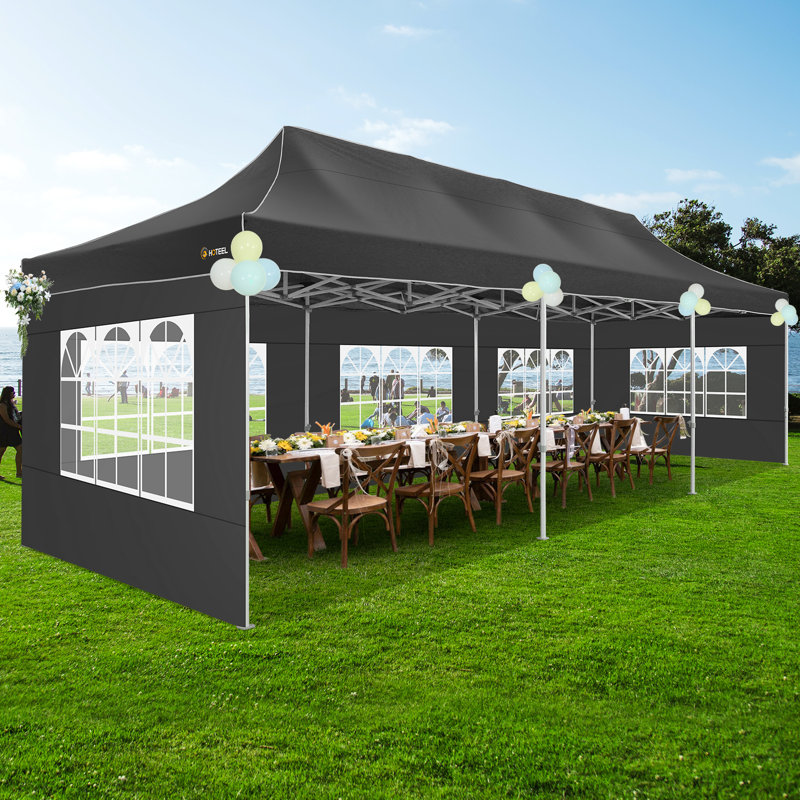 10×30 FT Pop Up Heavy Duty Party Tent with Walls Canopy Commercial Tent with Metal Frame, Black