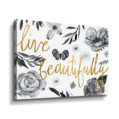 «Live Beautiful BW Crop», reproduction d'art sur toile tendue